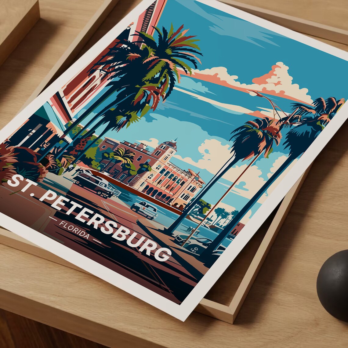 St Petersburg Travel Poster, Florida Cityscape Art Print - Image 3