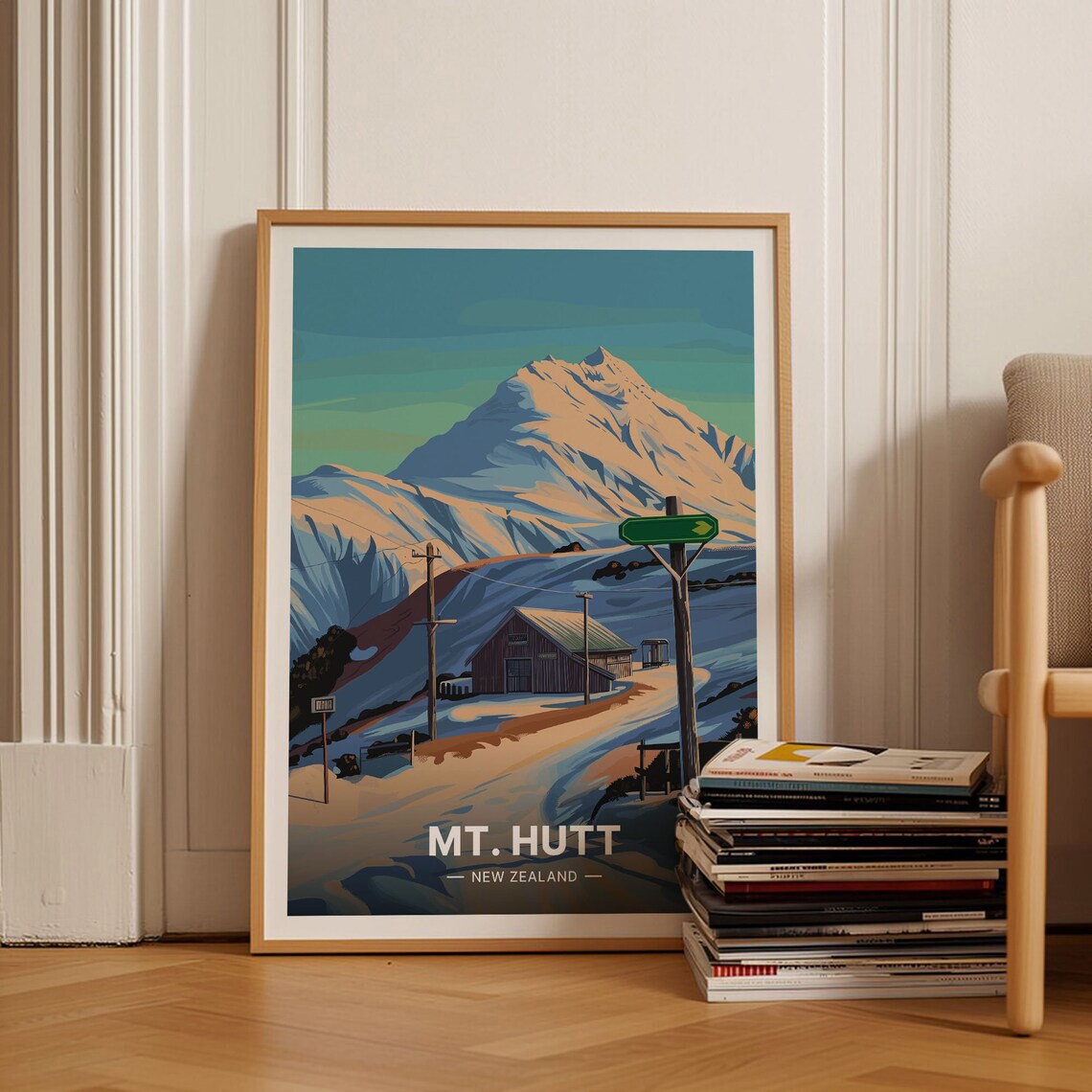 Mt Hutt Ski Resort Vintage Travel Poster
