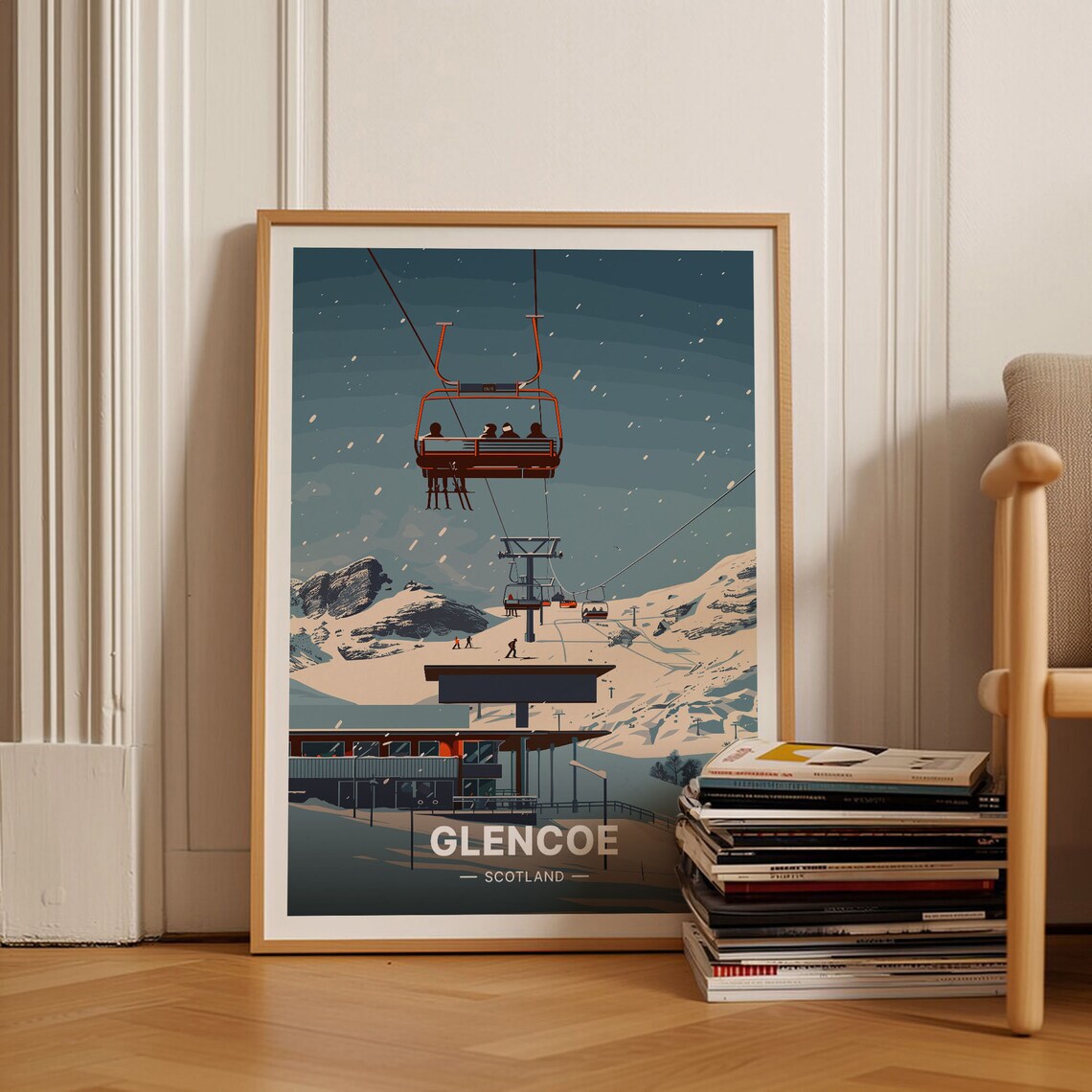 Scotland Ski Resort Travel Poster, Highlands Art Print