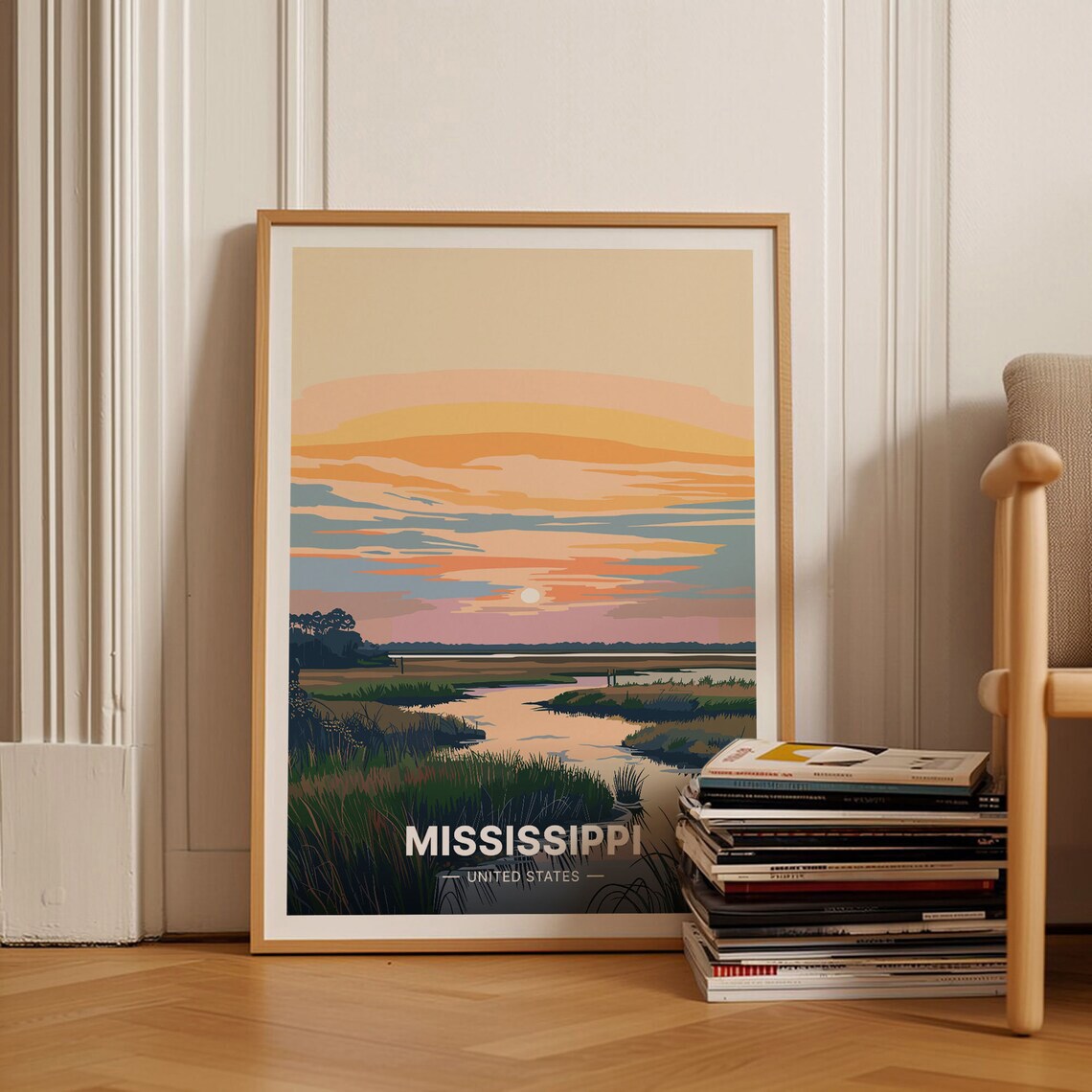 Mississippi Retro Travel Poster, Vintage Style