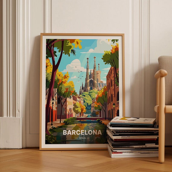 Barcelona Sagrada Familia Travel Poster, Spain