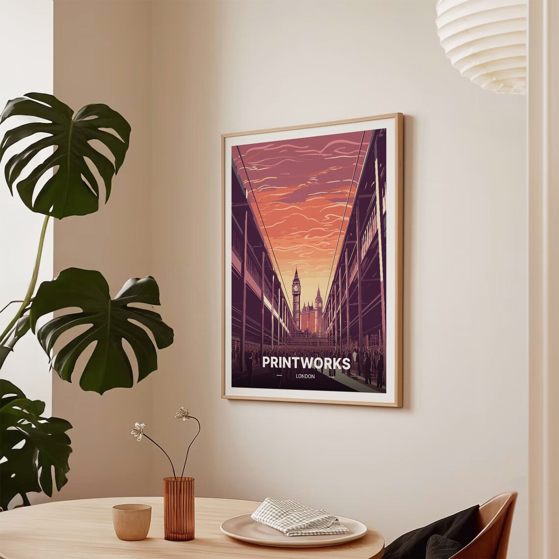 London Music Venue Travel Poster Sunset Crowd Big Ben Street Art - Image 2