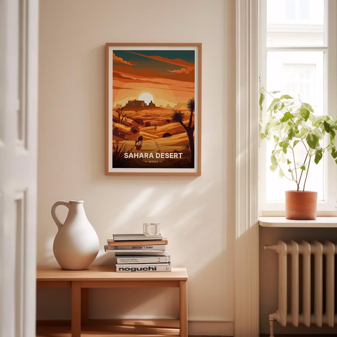 Sahara Desert Africa Dunes Camel Sunset Golden Landscape Poster - Image 4