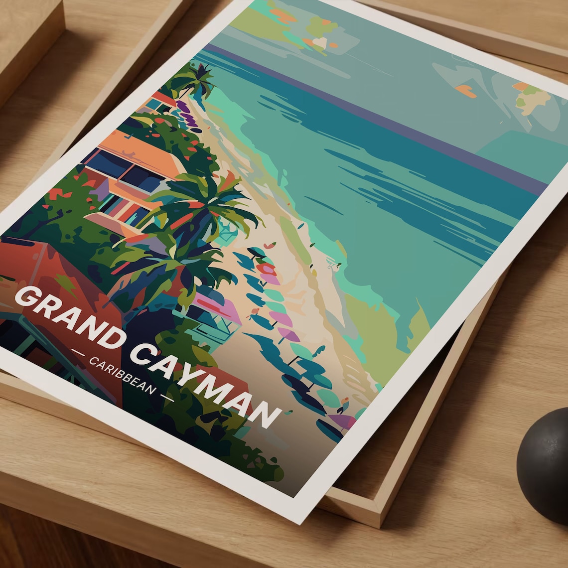 Grand Cayman Retro Travel Poster, Mid-Century Style - Image 3