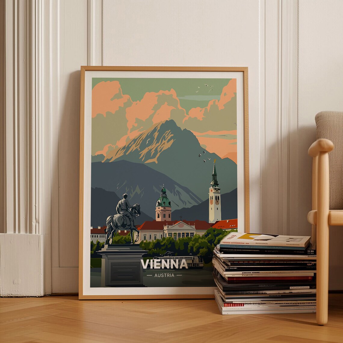 Vienna Austria Retro Travel Poster, European Cityscape