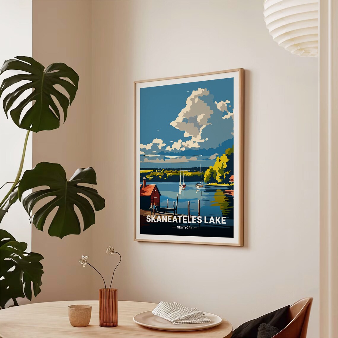 Skaneateles Lake New York Sailboats Red Boathouse Travel Poster - Image 2