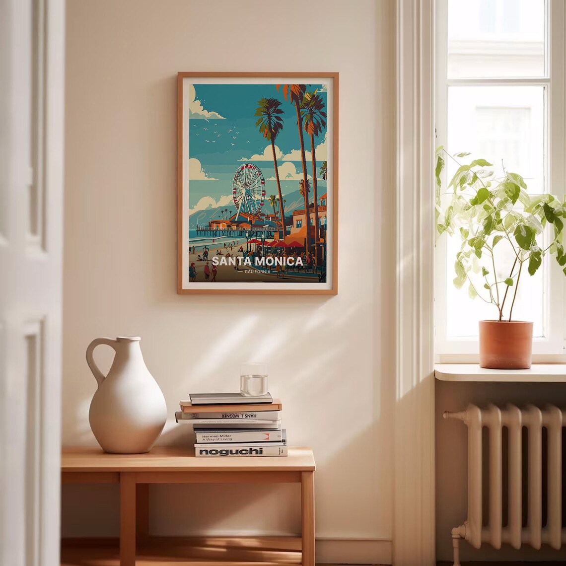 Santa Monica Pier Travel Poster, California Beach Art - Image 4