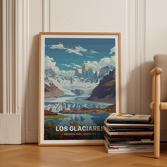 Los Glaciares National Park Argentina Glacier Peaks Travel Poster