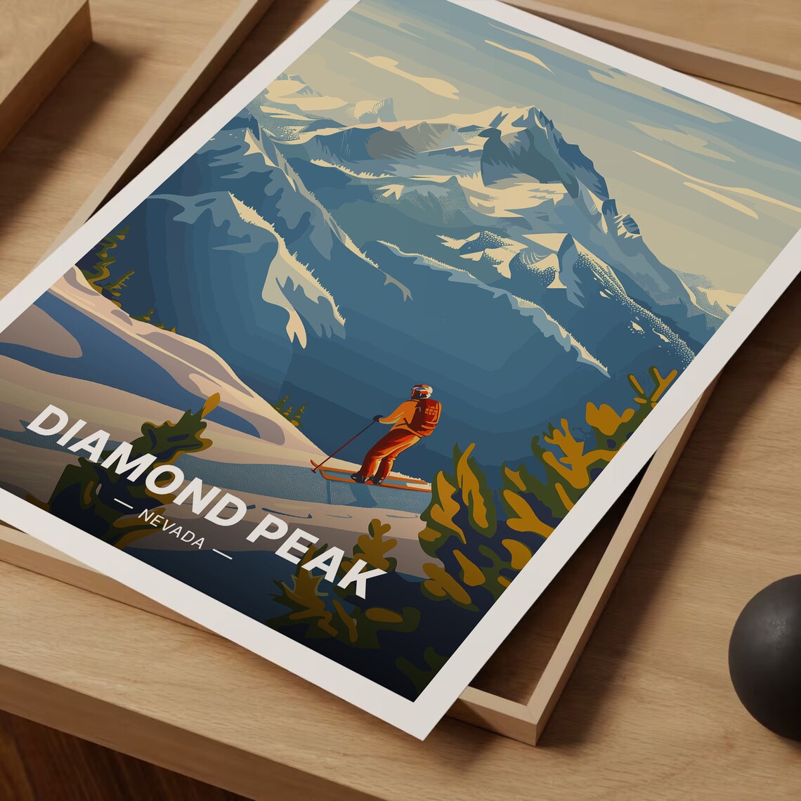 Lake Tahoe Travel Poster, Diamond Peak Retro Art - Image 3