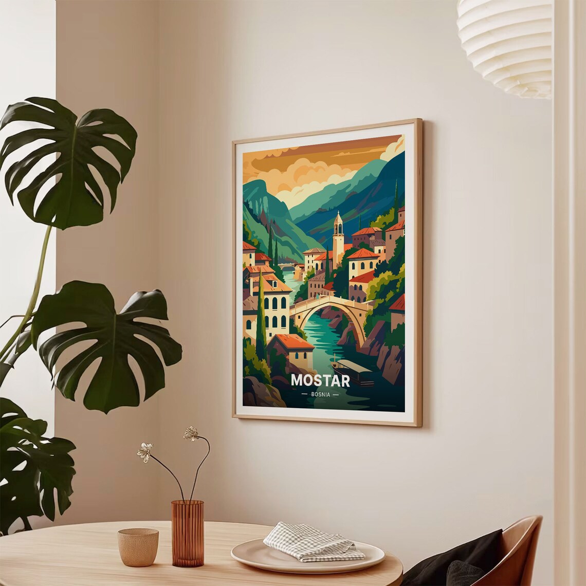 Mostar Bosnia Travel Poster Herzegovina Landscape Art Stari Most Bridge Wall Decor Cityscape Room Decoration Unique Travel C20 538 - Image 2