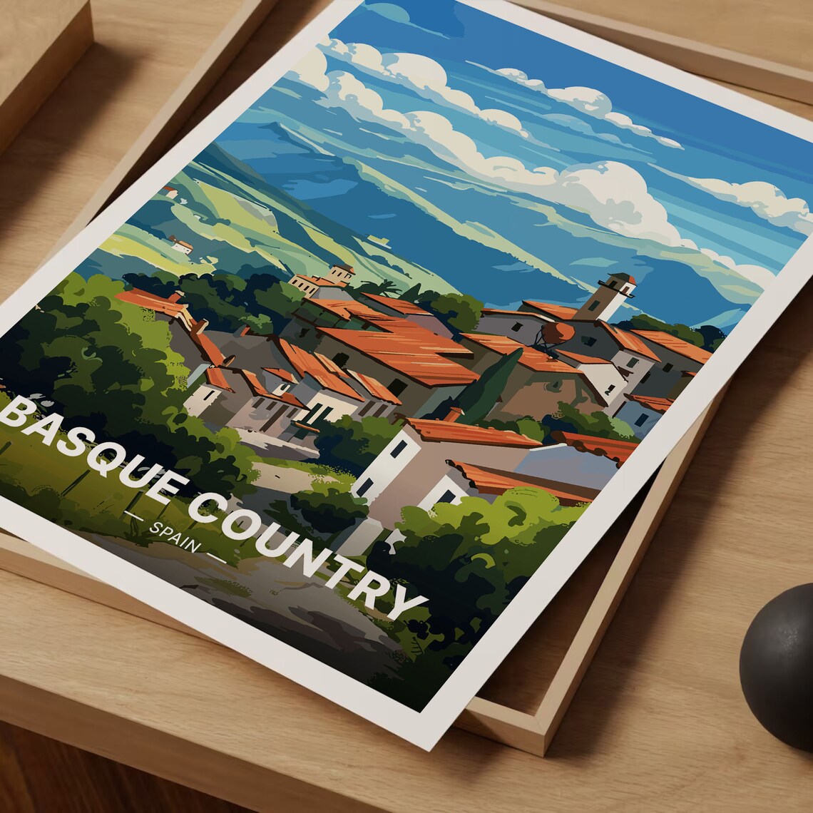 Basque Country Vintage Travel Poster, Spain Landscape - Image 3
