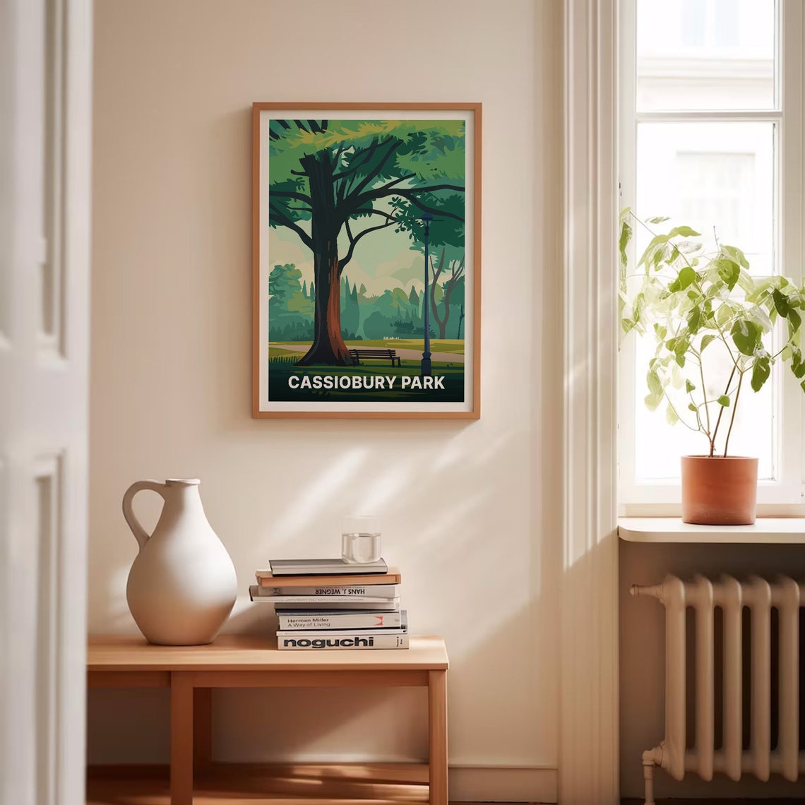 Cassiobury Park Big Tree Bench Green Park Scene Illustrated Poster - Image 4