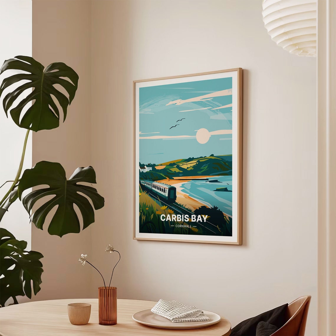 Carbis Bay Cornwall Vintage Travel Poster Coastal Railway Train Art - Image 2