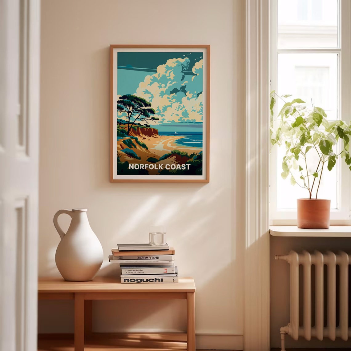Norfolk Coast Sandy Beach Pine Cliffs Sailboat Shoreline Poster - Image 4