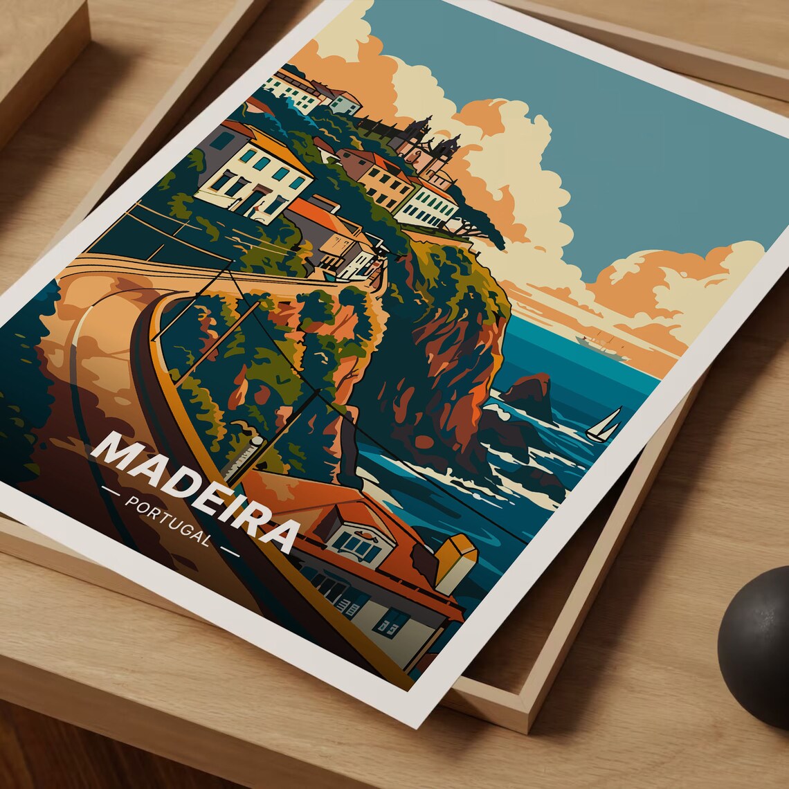 Madeira Travel Poster, Portugal Scenic Landscape Art - Image 3