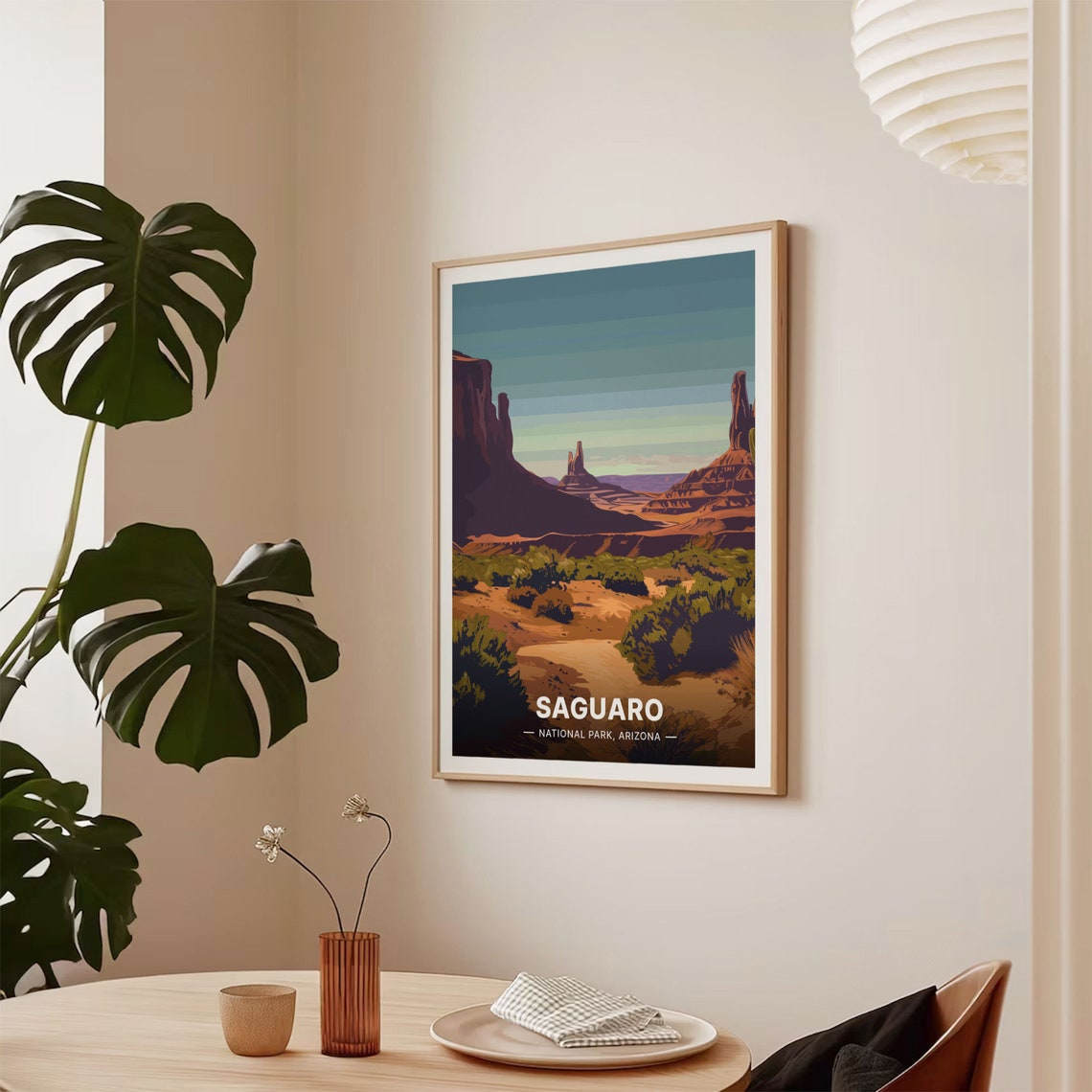 Saguaro National Park Arizona Desert Buttes Sunset Art Poster - Image 2