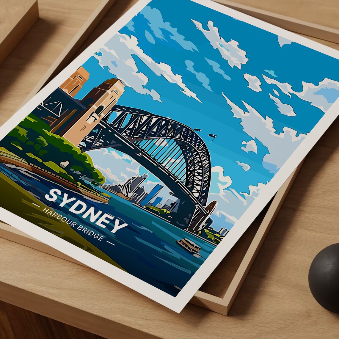 Sydney Harbour Bridge Australia City Skyline Vintage Travel Poster - Image 3