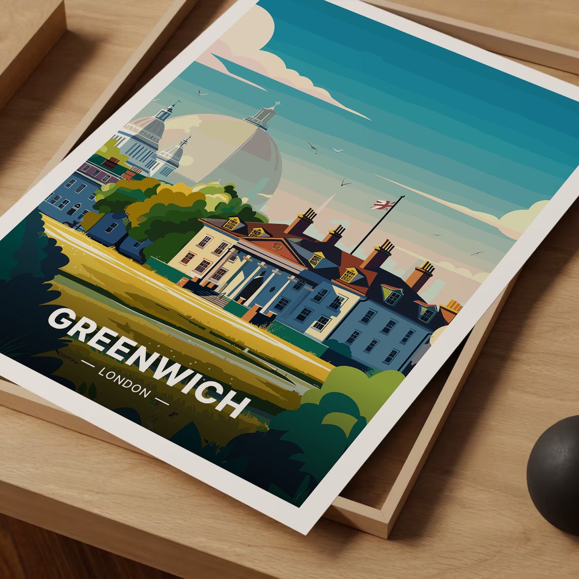 Greenwich London Historic Riverside Domes Park Union Jack Poster - Image 3