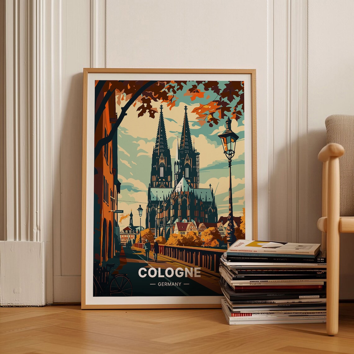 Cologne Cityscape Poster, Germany Travel Art