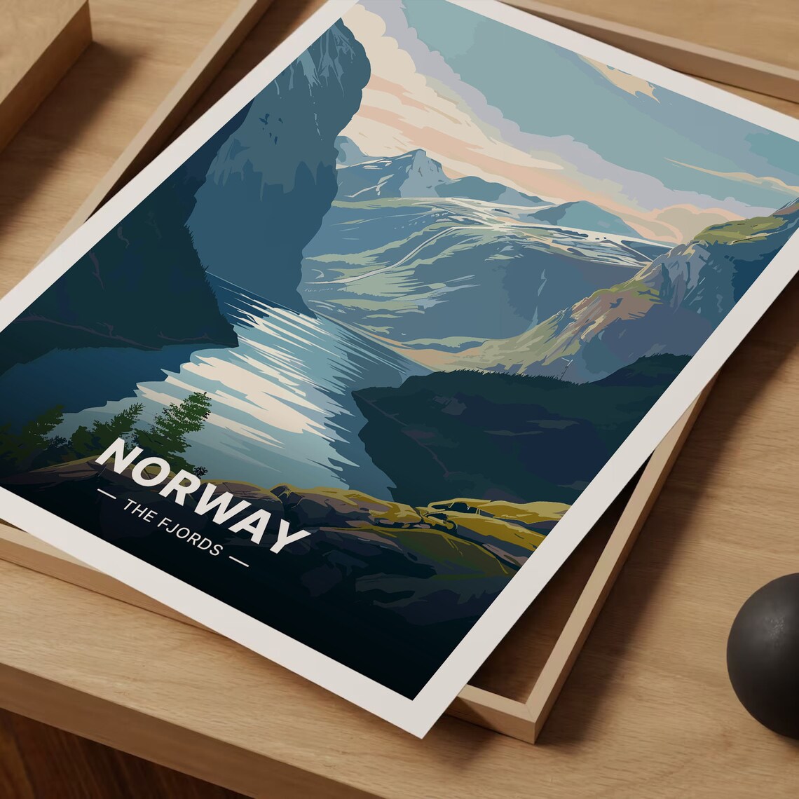 Norway The Fjords Majestic Cliffs Vintage Scandinavian Travel Poster - Image 3