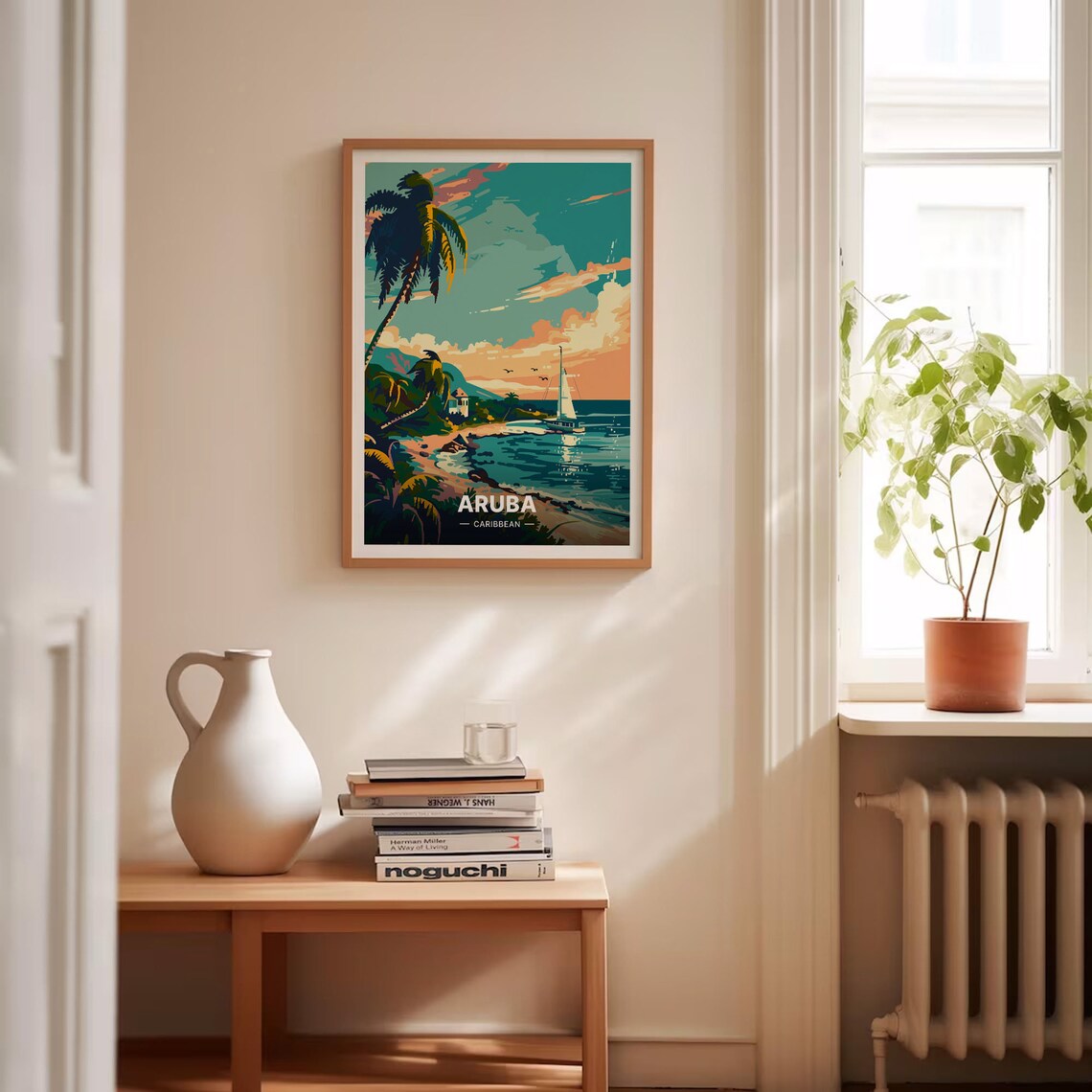 Aruba Travel Poster, Caribbean-Inspired Beach Scene - Image 4