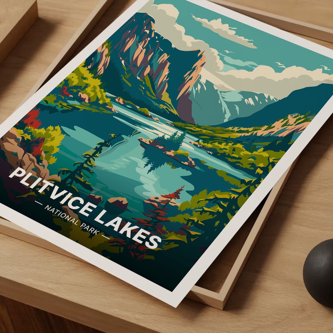 Plitvice Lakes National Park Poster Croatia Waterfall Valley Art - Image 3