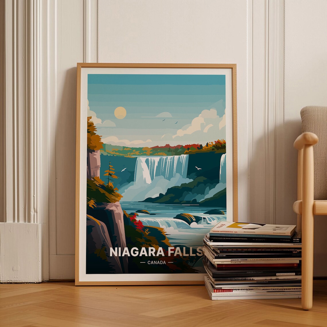 Niagara Falls Travel Poster, Canada Landscape Art