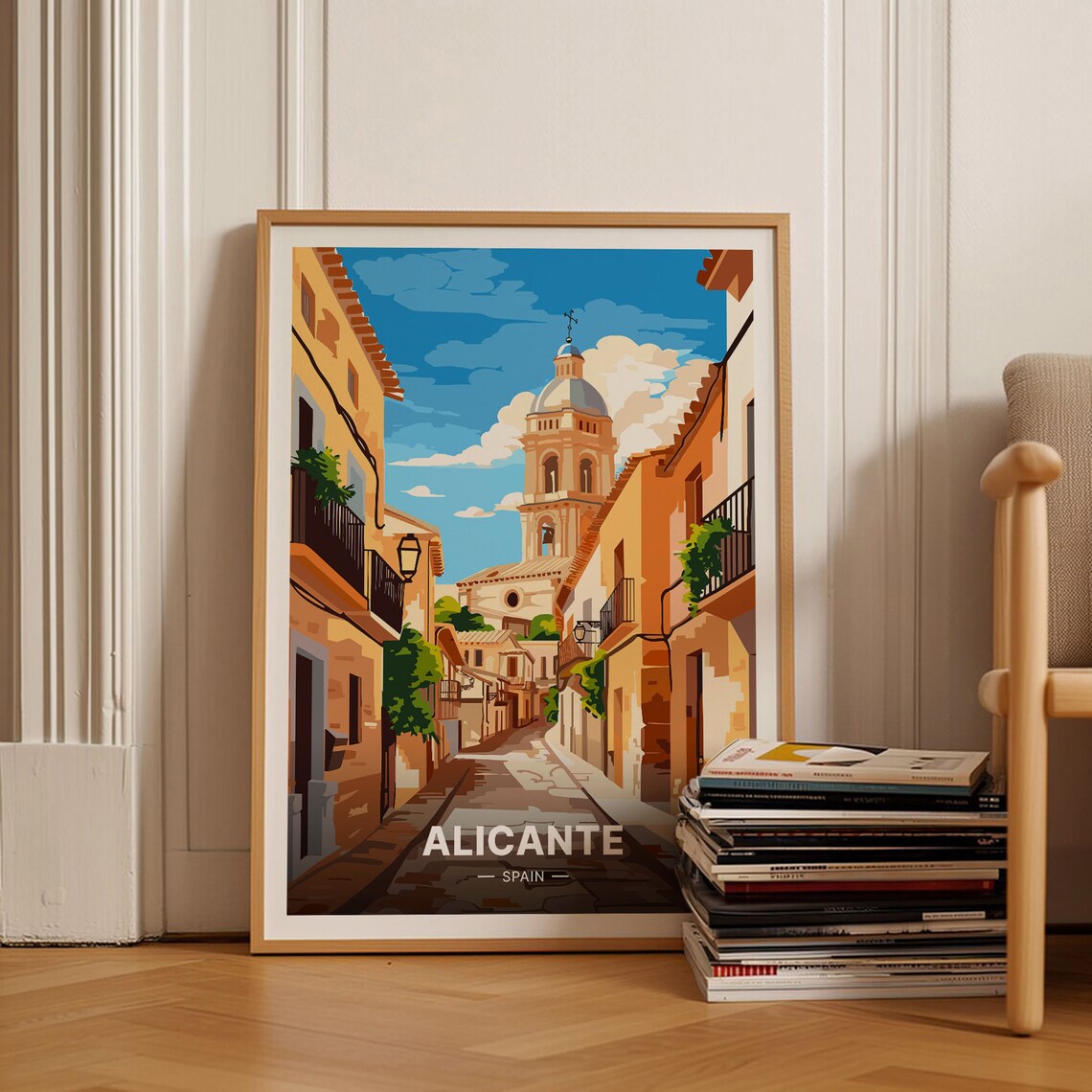 Alicante Spain Travel Poster, Scenic Landscape Art Print