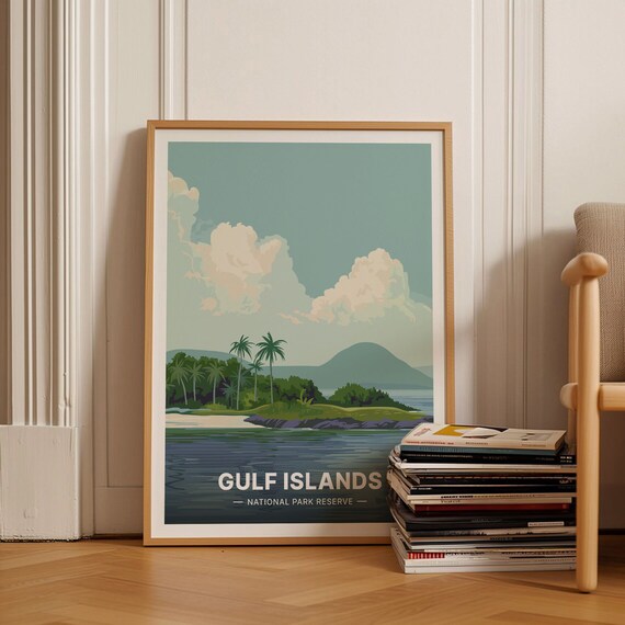 Gulf Islands National Park Reserve Beach Palms Seascape Poster
