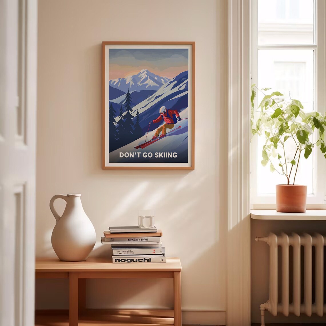 Dont Go Skiing Funny Vintage Skier Mountain Slope Sports Poster - Image 4