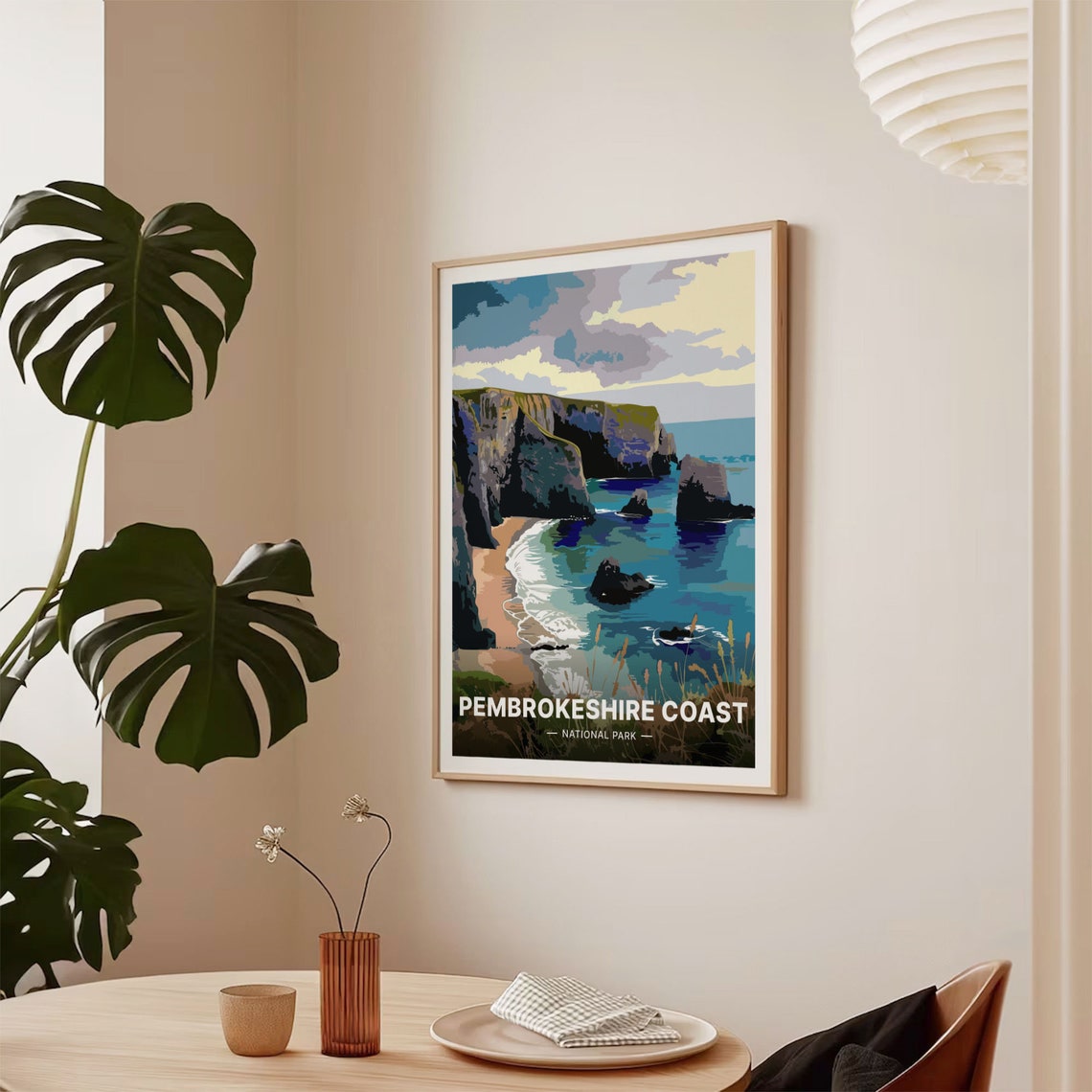 Pembrokeshire Coast National Park Cliffs Beach Vintage Travel Poster - Image 2