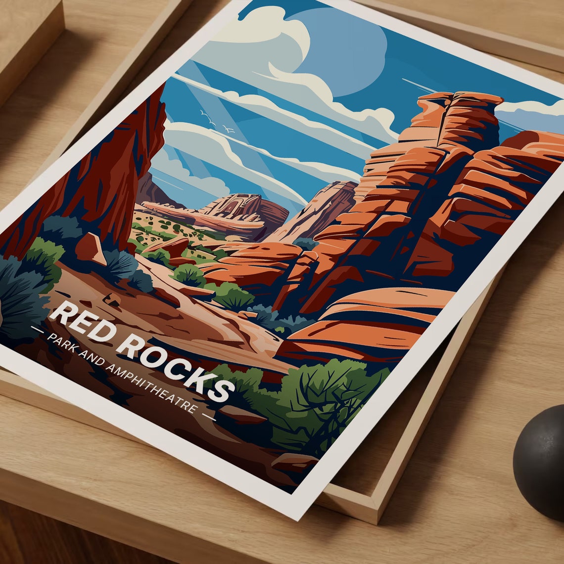 Red Rocks Park Amphitheatre Desert Canyon Landscape Travel Poster - Image 3
