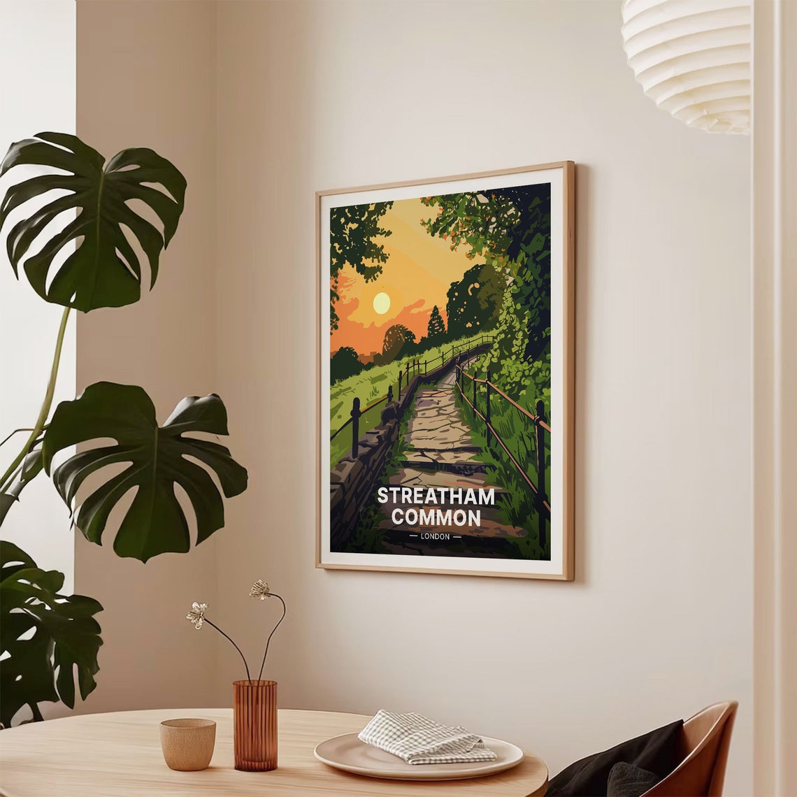 Streatham Common London Travel Poster Sunset Park Path Nature Art - Image 2