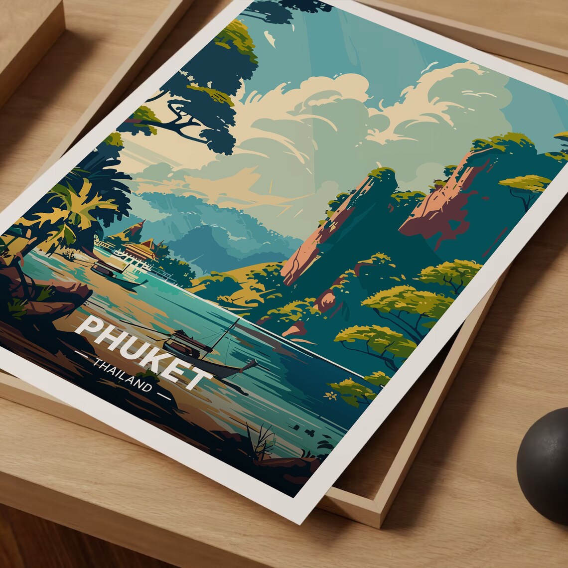 Phuket Travel Poster, Thailand Landscape Art Print - Image 3