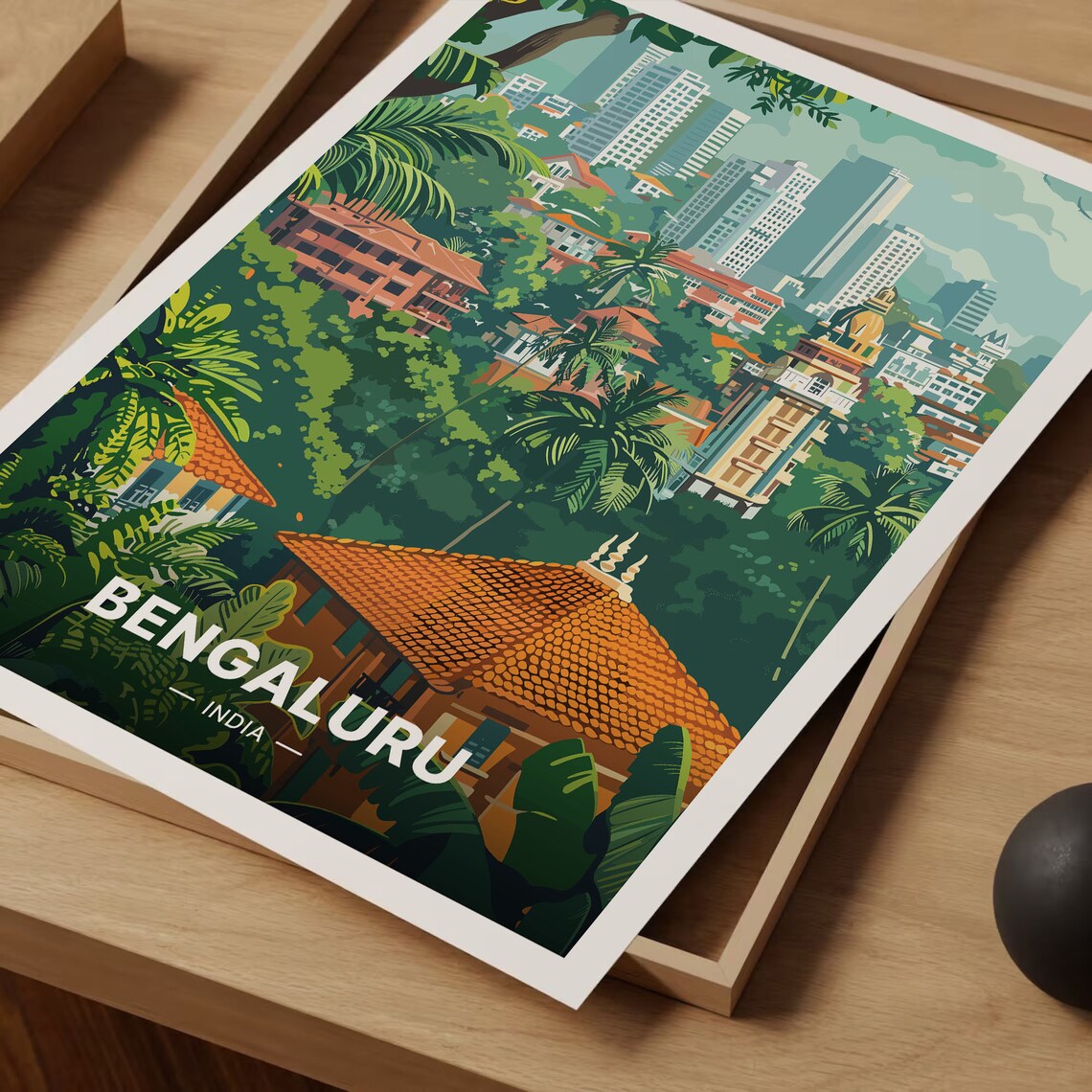 Bengaluru India Vintage Travel Poster Garden City Skyline Art - Image 3