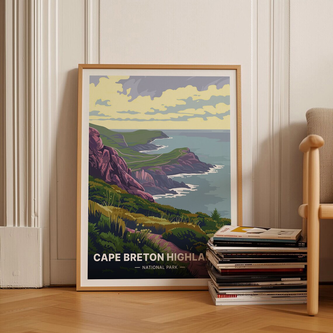 Cape Breton Highlands Retro Travel Poster, Nova Scotia