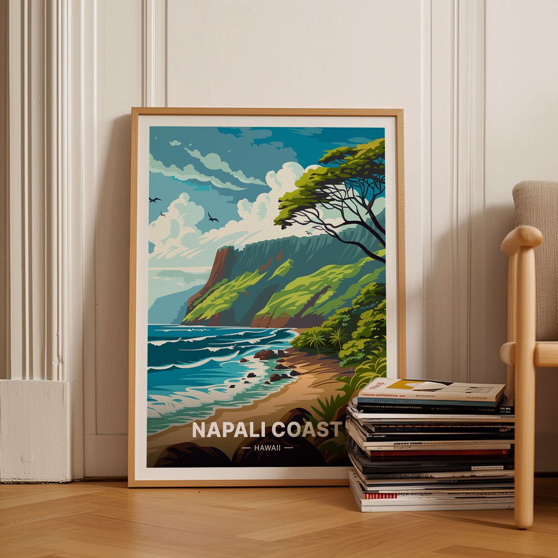 Napali Coast Hawaii Travel Poster, Scenic Wall Decor