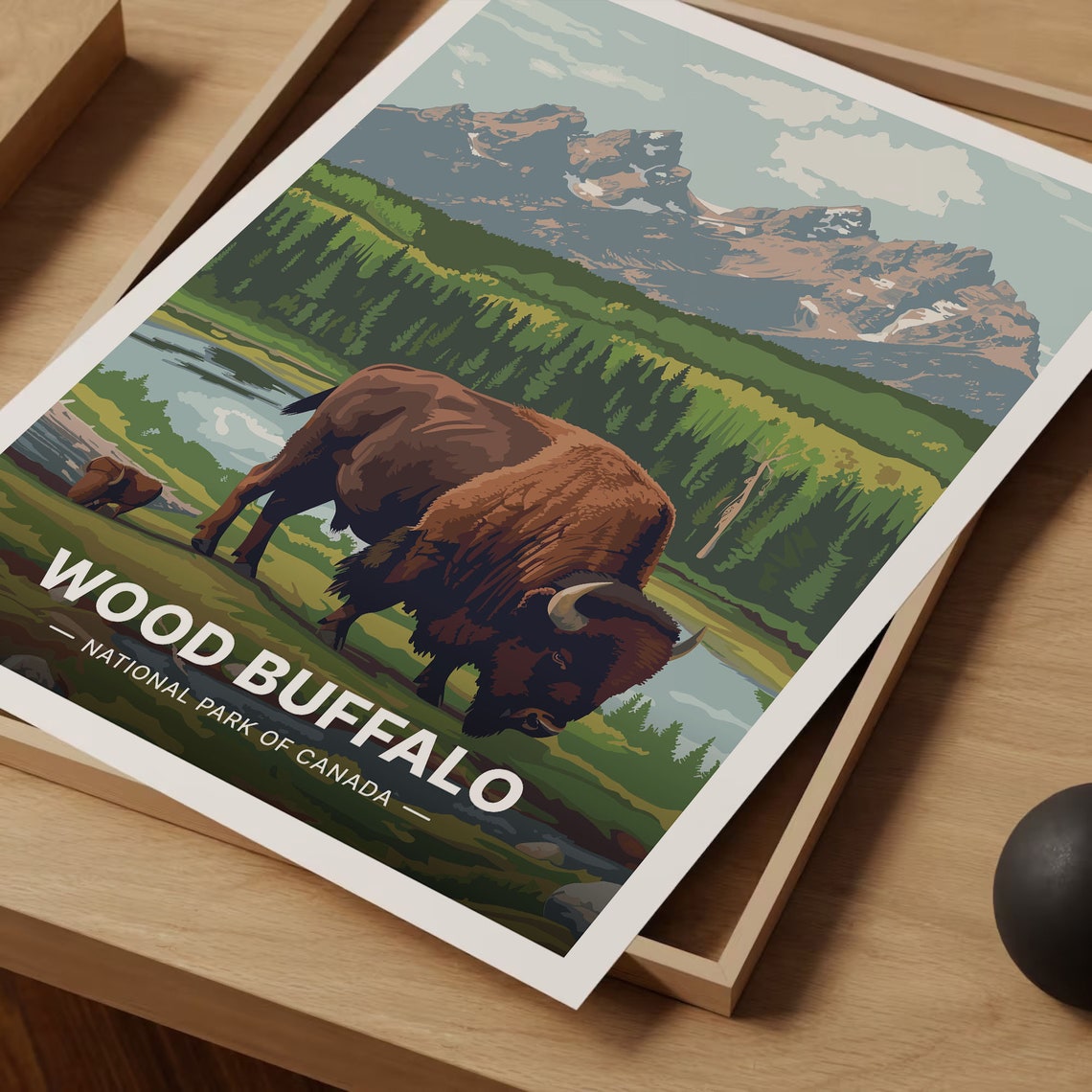 Wood Buffalo National Park Canada Bison Mountain Wilderness Poster - Image 3