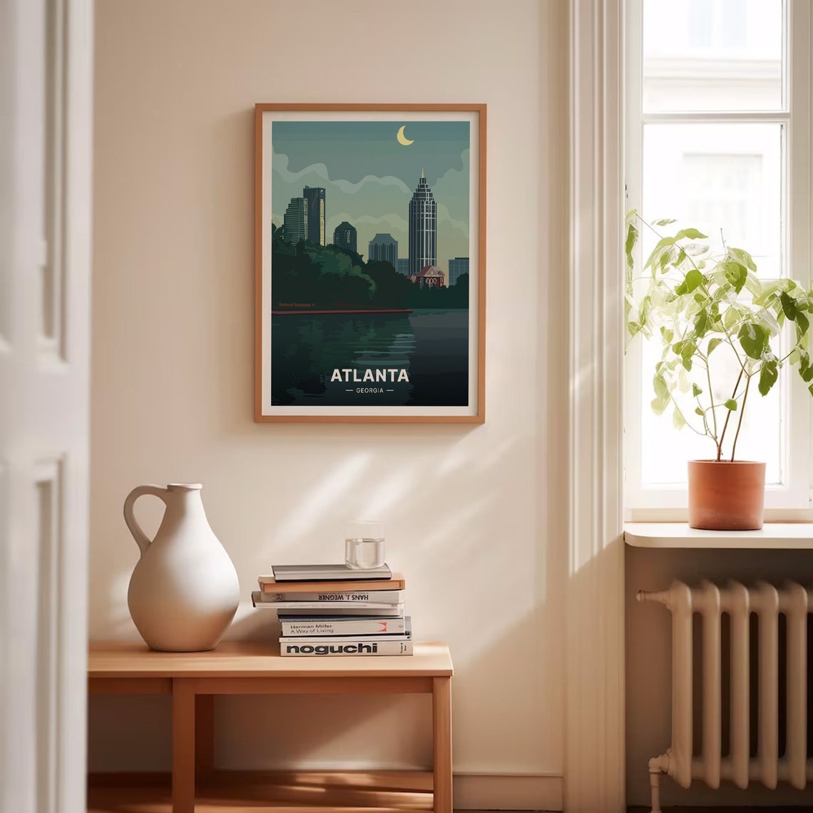 Atlanta Georgia Night Skyline Crescent Moon City Lights Poster - Image 4