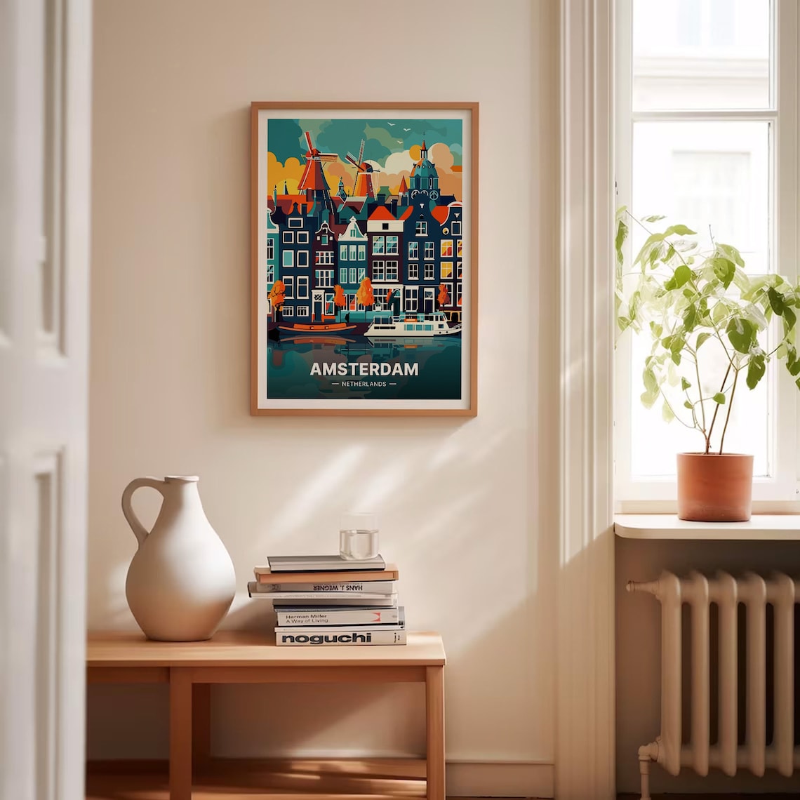 Amsterdam Travel Poster, Holland Cityscape Art Print - Image 4