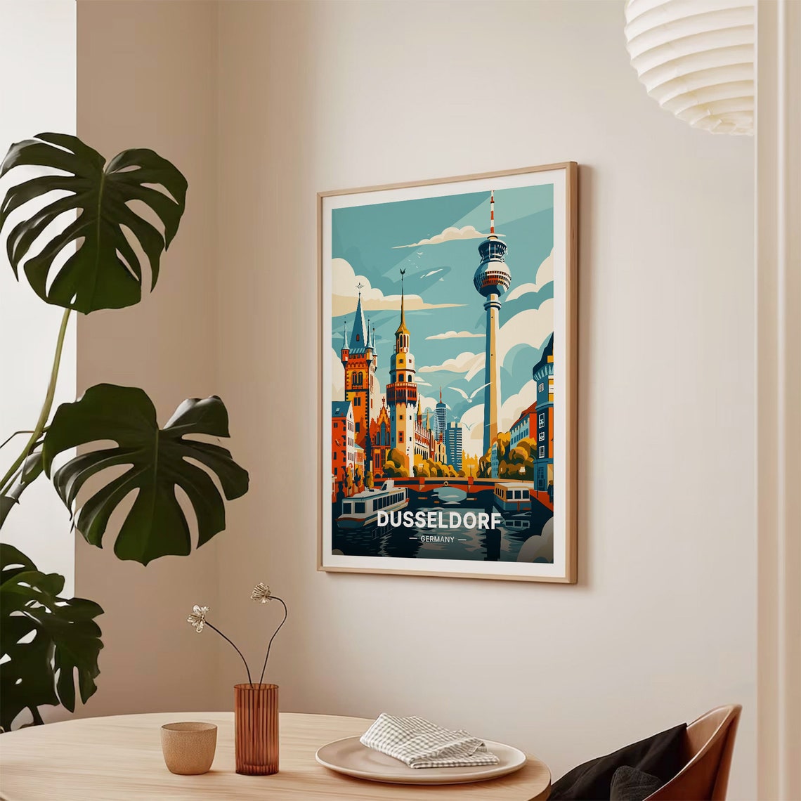 Dusseldorf Germany Riverside Church Towers TV Tower Travel Poster - Image 2