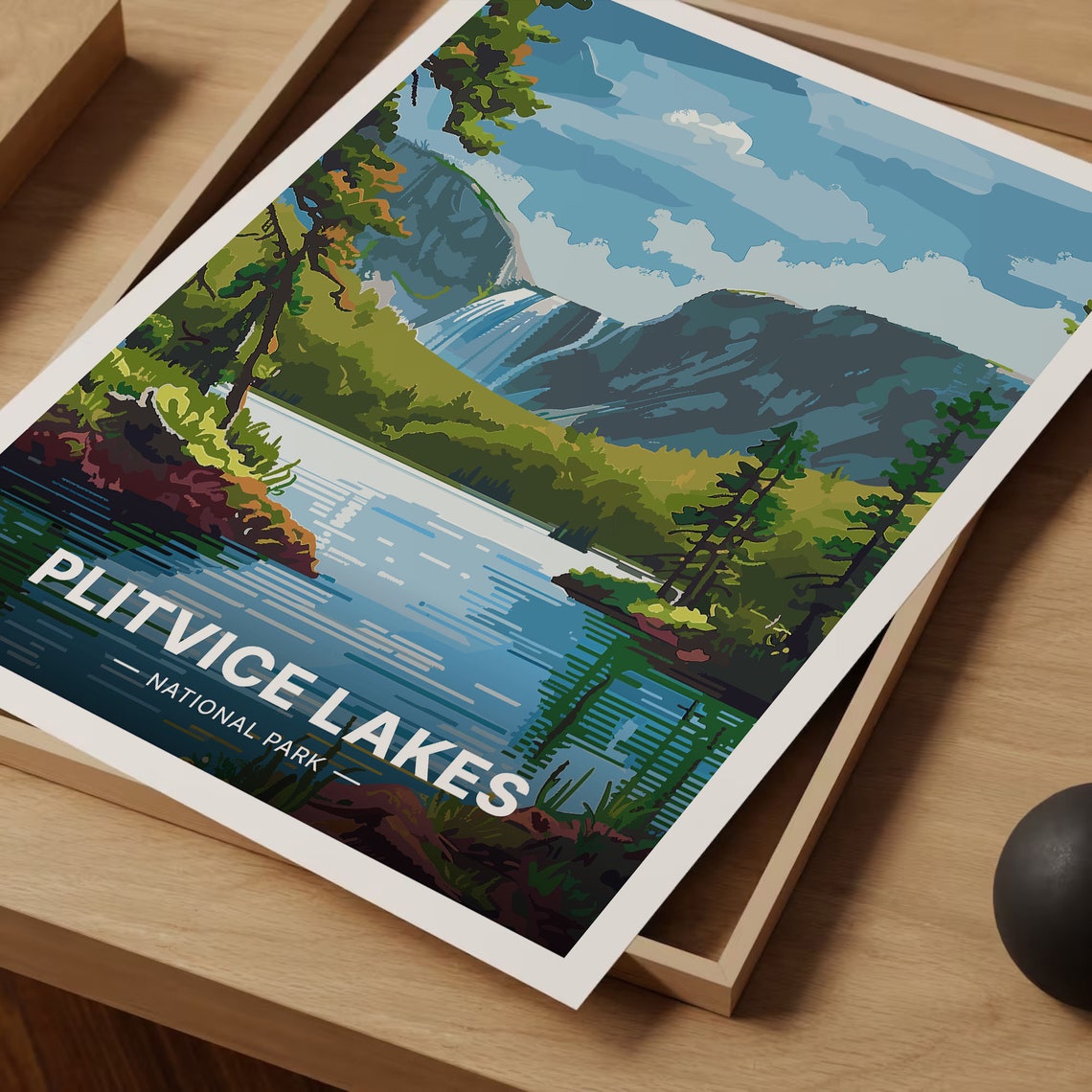 Plitvice Lakes National Park Croatia Waterfall Vintage Travel Poster - Image 3