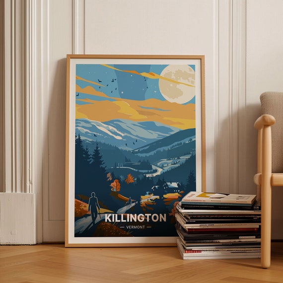 Killington Ski Resort Travel Poster Vermont Wall Art Unique Wedding Or Birthday Gift Idea Home Decor C20 1228