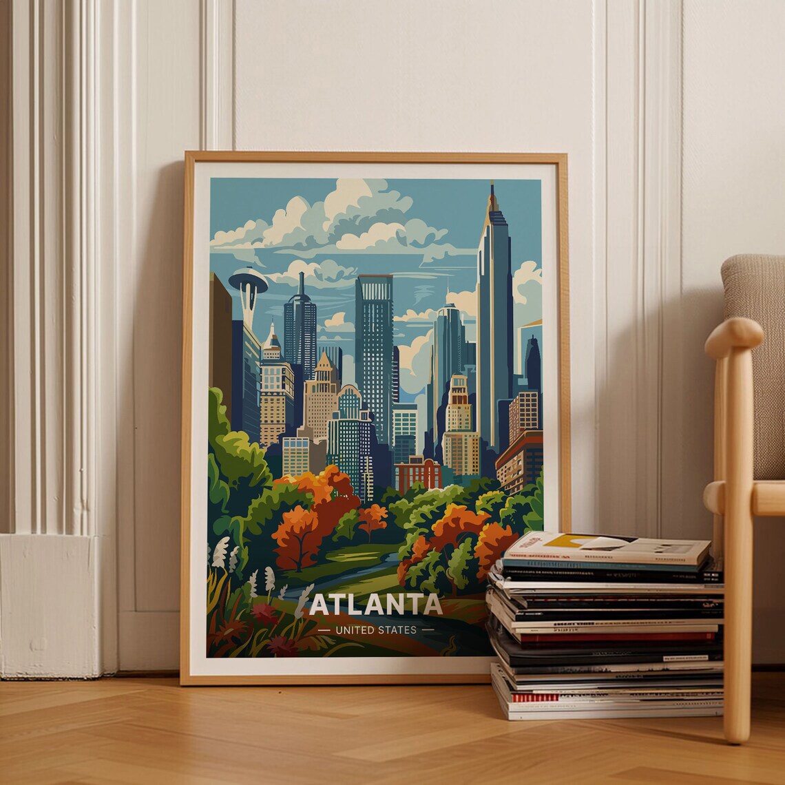 Atlanta Cityscape Travel Poster, City Lovers Decor