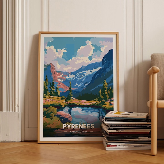 Pyrenees National Park Glacier Lake Mountain Peaks Travel Poster