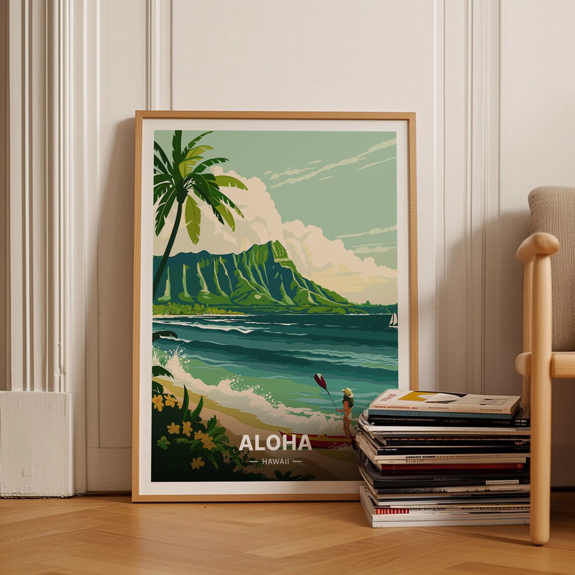 Honolulu Waikiki Surf Art, Hawaii Travel Poster
