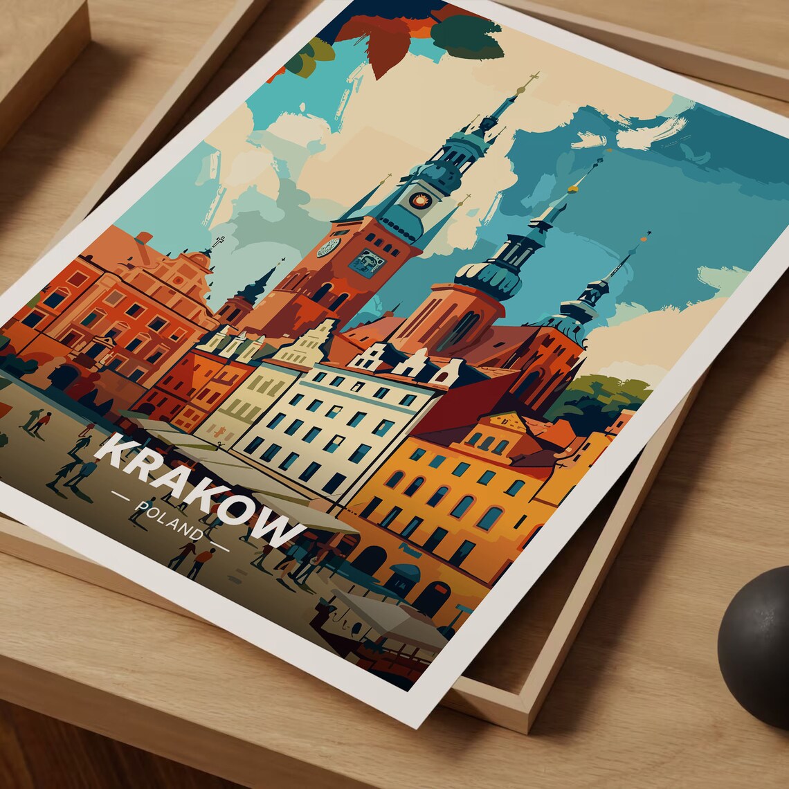 Krakow Travel Poster, Poland Cityscape Art - Image 3