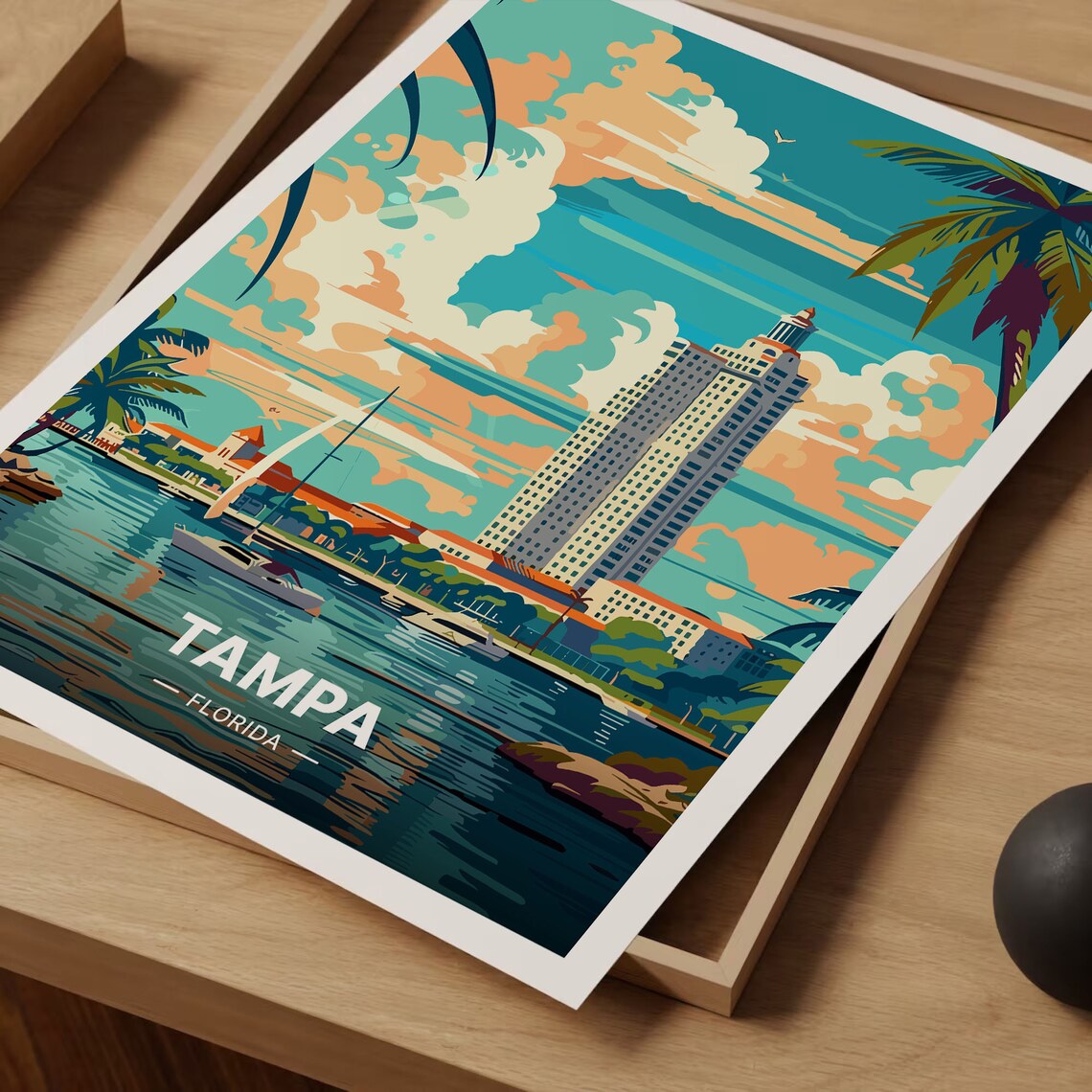Tampa Beach Travel Poster, Florida City Art Print - Image 3