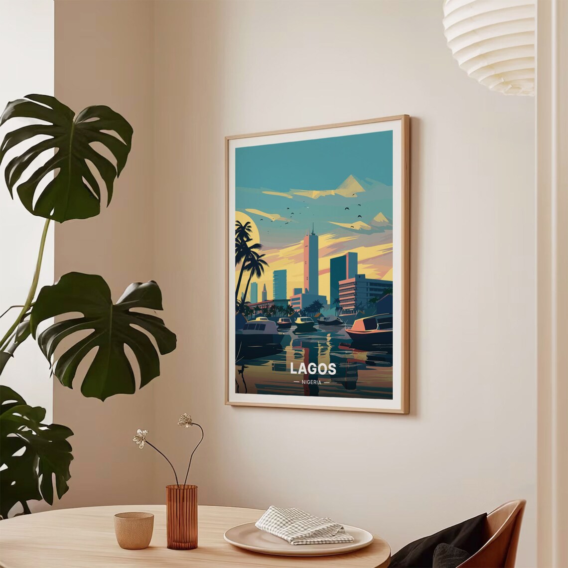 Lagos Nigeria Marina Skyline Sunset Vintage City Travel Poster - Image 2
