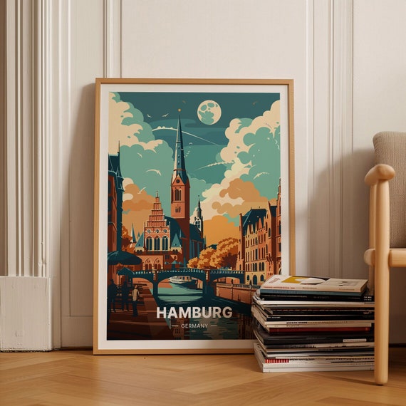 Hamburg Travel Poster Germany Cityscape Art Wanderlust Inspiring Wall Decor Unique Gift For Travel Enthusiasts C20 263